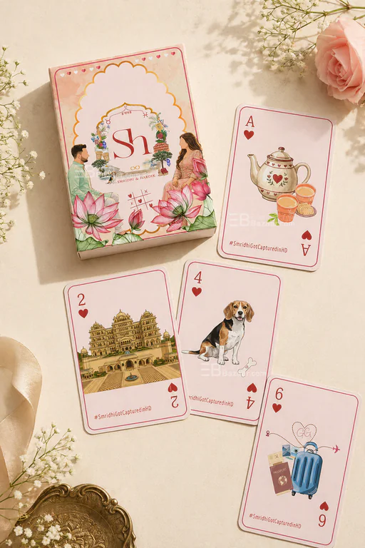 Playing cards for wedding stationery