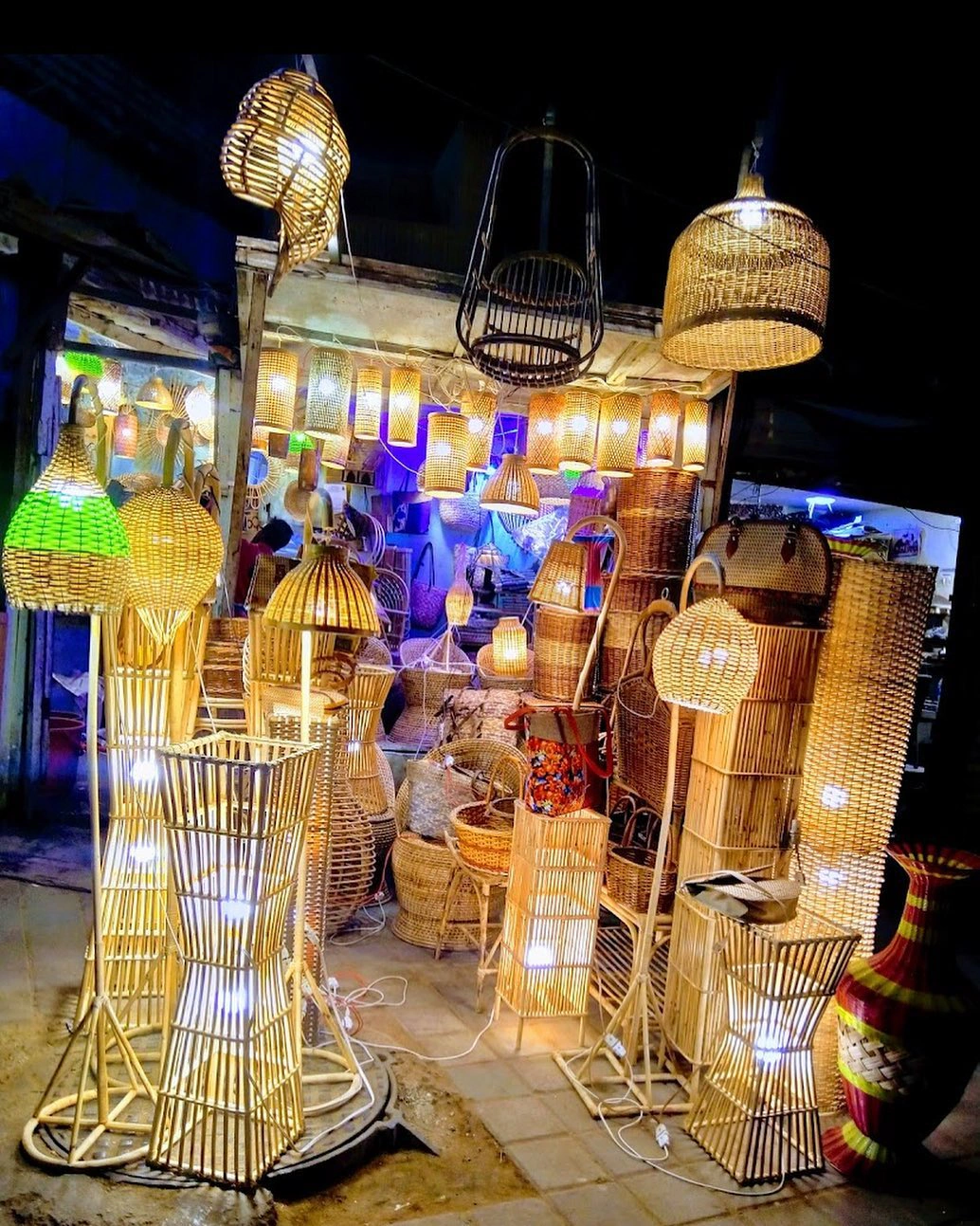Cane and bamboo light  photo 2